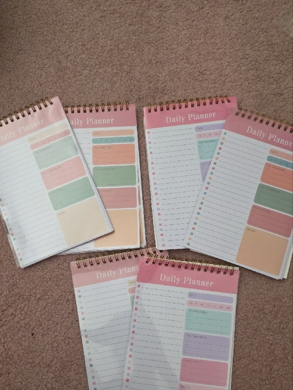 6 pc set blank Daily Planner Notebook
